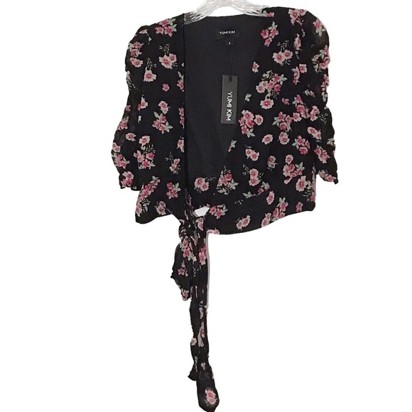Yumi Kim Tie-Front Floral Crop Top Size 4 NWT - Picture 3 of 5